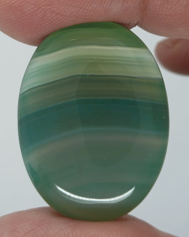 40x30mm Striated Green Dyed Agate Gemstone Oval Stone Cabochon 954xF