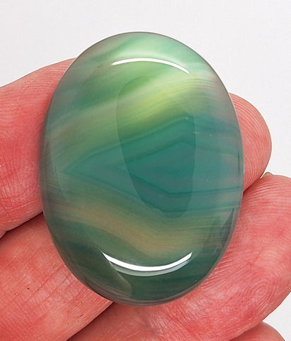 40x30mm Striated Green Dyed Agate Gemstone Oval Stone Cabochon 954xG