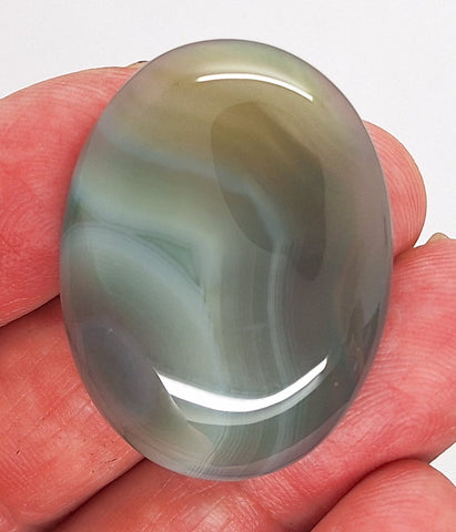 40x30mm Striated Green Dyed Agate Gemstone Oval Stone Cabochon 954xH