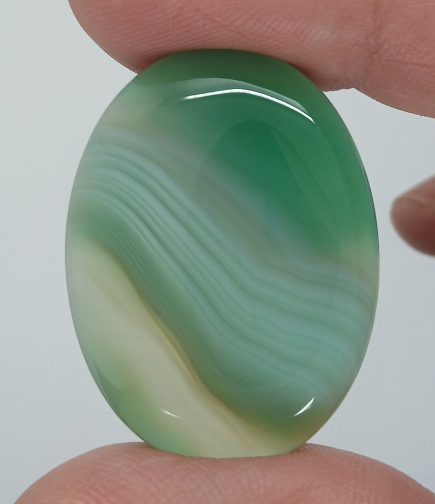 40x30mm Striated Green Dyed Agate Gemstone Oval Stone Cabochon 954xJ