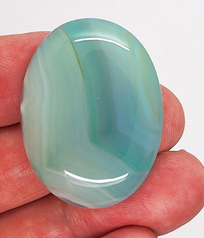 40x30mm Striated Green Dyed Agate Gemstone Oval Stone Cabochon 954xJ