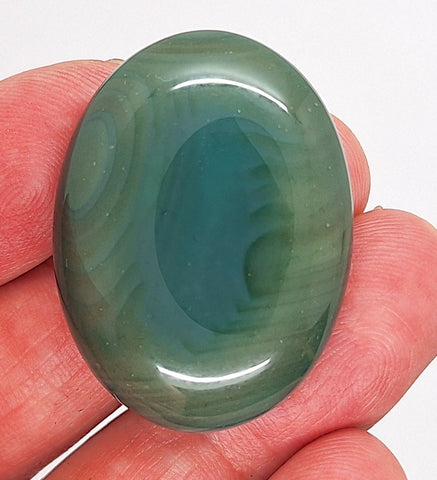 40x30mm Striated Green Dyed Agate Gemstone Oval Stone Cabochon 954xM