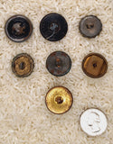 7pcs Antique Buttons Glass in Metal Rims B103