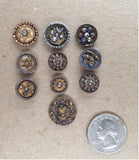 10pcs Antique Buttons Cut Steel Collectable Buttons B105