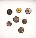 Metal Rim Glass Center Victorian Collectable Buttons 7pcs B666