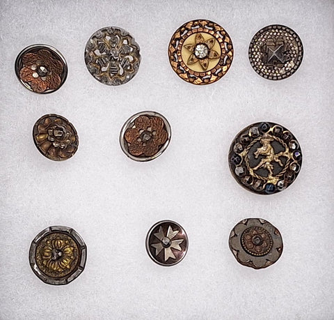 10pcs Antique Buttons Cut Steel Victorian Collectable Buttons B671