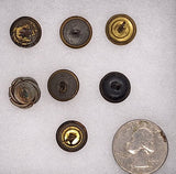 Metal Rim Glass Center Victorian Collectable Buttons 7pcs B673