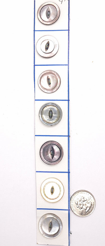 7pcs.  Antique Victorian Black Pearl Buttons Vintage Collectors Buttons  B677