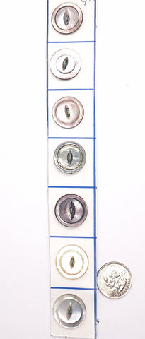 7pcs.  Antique Victorian Black Pearl Buttons Vintage Collectors Buttons  B677