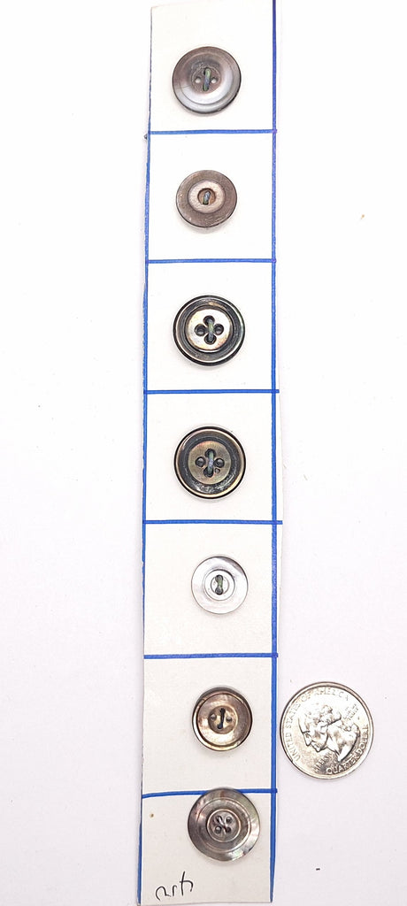 7pcs.  Antique Victorian Black Pearl Buttons Vintage Collectors Buttons  B678