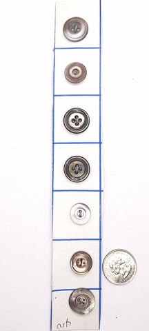 7pcs.  Antique Victorian Black Pearl Buttons Vintage Collectors Buttons  B678