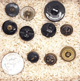 10pcs of Black Glass Luster and metal  Victorian Collectable Buttons B695