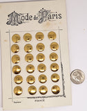 4 cards of french paris style antique vintage buttons rubber and brass B698