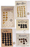 4 cards of french paris style antique vintage buttons rubber and brass B698