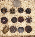 12pc Mixed Antique Metal Victorian Buttons Flowers and Designs B704