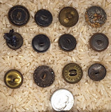 12pc Mixed Antique Metal Victorian Buttons Red Tint Flowers and Designs B706