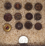 12pc Mixed Antique Metal Victorian Buttons Red Tint Flowers and Designs B707