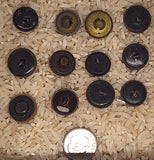 12pc Mixed Antique Metal Victorian Buttons Red Tint Flowers and Designs B707