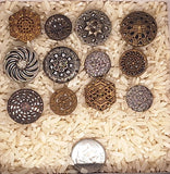 12pc  Antique Metal Victorian Mixed Twinkle Buttons  B711