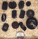 12pc  Antique Gold Luster Black Glass Buttons B712