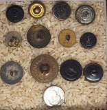 12pc Mixed Antique Metal Victorian Buttons with Flowers B719