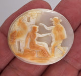 37.7x31.7mm Italian Shell Cameo Lady and Man C276
