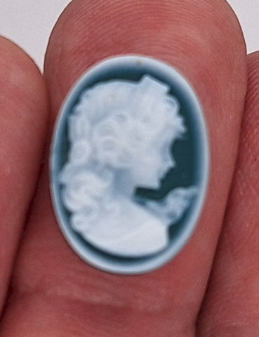 18x13mm Blue Agate Cameo Woman's Profile C296