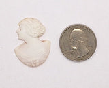 31x23mm Antique Carved Shell Profile of Woman C299