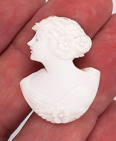 31x23mm Antique Carved Shell Profile of Woman C299