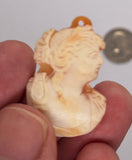 34x23mm Antique Carved Shell Profile of Woman with Loop C300