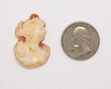 34x23mm Antique Carved Shell Profile of Woman with Loop C300