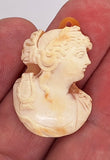 34x23mm Antique Carved Shell Profile of Woman with Loop C300