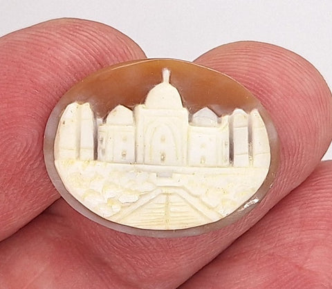 25x20mm Italian Real Shell Cameo of The Taj Mahal unmounted loose Genuine Hand Carved C302
