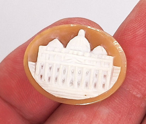 25x20mm Italian Real Shell Cameo of St Peters Basilica  unmounted loose Genuine Hand Carved C303