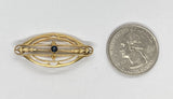 Antique Small Filigree Gold Victorian Bar Pin with Stone F229