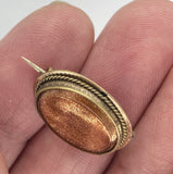 Very Old Antique Small Goldstone Victorian Pin F231