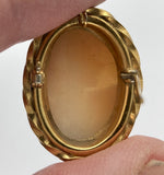 Antique Vintage Hand carved Italian Shell Cameo Brooch Pendant 12kt gold filled F234