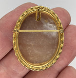 Antique Vintage Hand carved Italian Shell Cameo Brooch Pendant 12kt gold filled F239