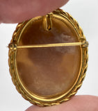 Antique Vintage Hand carved Italian Shell Cameo Brooch Pendant 12kt gold filled F239