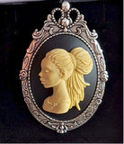 Black Woman Brooch or Pendant Beautiful African American with Braids Cameo F250