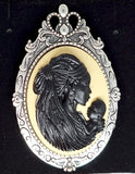 African American Black Mother and Child Woman with Newborn Baby Cameo Silver Brooch Pin F257