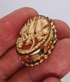 Antique Vintage Three Graces Italian Shell Cameo Brooch Pin 12kt GF Setting  F263