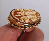 Antique Vintage Three Graces Italian Shell Cameo Brooch Pin 12kt GF Setting  F263