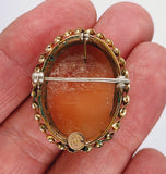 Antique Vintage Three Graces Italian Shell Cameo Brooch Pin 12kt GF Setting  F263