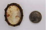 Antique Edwardian Real Italian Shell Cameo Brooch Pin Hand Carved F265