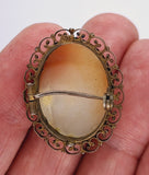 Antique Hand carved Italian Shell Cameo Brooch & Pendant Marked 800 Silver F269