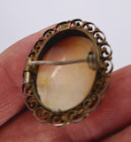 Antique Hand carved Italian Shell Cameo Brooch & Pendant Marked 800 Silver F269