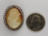 Antique Hand carved Italian Shell Cameo Brooch & Pendant Marked 800 Silver F269