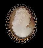 Second -Antique Hand carved Italian Shell Cameo Brooch & Pendant Marked 800 Silver F269