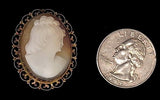 Second -Antique Hand carved Italian Shell Cameo Brooch & Pendant Marked 800 Silver F269